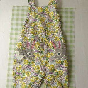 Mini Boden Bunny Applique Ditzy Floral Overalls, Size 9-12 Months